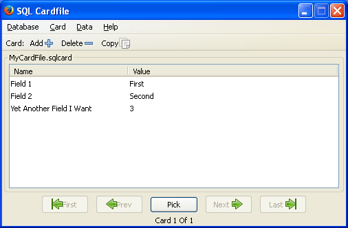 Using SQL Cardfile